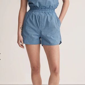 Madewell NWT Textural Pull-On Shorts in pinstripe navy/white, Cerulean Blue